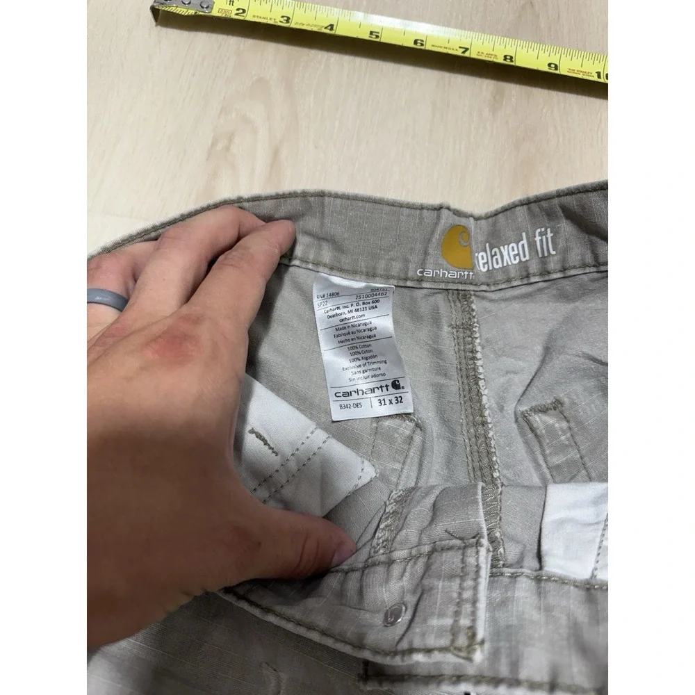Carhartt Men's Cargo Double Knee Pants 31x32 B342-DES Light Grey Cargo Ripstop